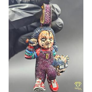Pendentif de personnage haut de gamme avec bijoux streetwear de luxe et design en pierres multicolores - Product Image 2