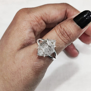 Anillo de plata Herkimer, anillo con piedra preciosa Herkimer, anillo de plata de ley 925, anillo hecho a mano, anillo de aniversario, boda, cumpleaños, para ella - Product Image 1
