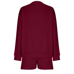 Ensemble décontracté 2 pièces pour femme Hiver 2025 : Sweat-shirt et short en tissu tricoté respirant en polyester, coupe classique - Product Image 5
