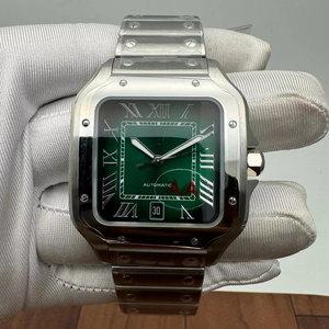 นาฬิกาข้อมือสแตนเลสสตีลทรงสี่เหลี่ยมขนาด 40 มม. ระบบอัตโนมัติ หน้าปัดสีเขียว ตัวเลขโรมัน แสดงวันที่ สายแบบติดตัวเรือน กลไก ETA - Product Image 1