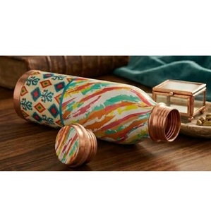 <b>Drinking</b> Juices Health Benefits <b>Copper</b> Water Decorative Classic Style Latest Design Enamel Printed <b>Copper</b> <b>Bottle</b> - Product Image 2