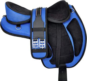 Freemax BH-4048 English Polo <b>Saddle</b> <b>Treeless</b> Synthetic PU Leather Mesh Black Neon Green Durable Nickel-Plated Hardware Plastic - Product Image 4