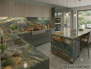 Plan de travail en quartz massif moderne, durable et écologique, finition mate, thème Océan, fournisseur indien - Product Image 1