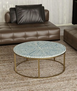 Modern Handmade Eco-Friendly Bone Inlay Round <b>Adjustable</b> <b>Bar</b> <b>Stool</b> and Ottoman for Home Decoration - Product Image 1