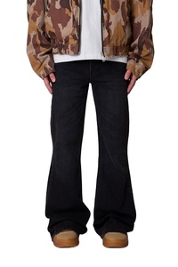 Vintage Western Super Flare Denim Jeans 100% Cotton Mid Waist Black Eco-Friendly Color Fade Proof Customized - Product Image 6