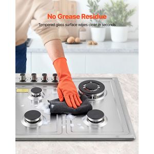 24-Inch Dual Fuel Gas Cooktop with 4 Burners Stainless Steel LPG/NG Convertible <b>Stove</b> Top 27000BTU Max Iron Material - Product Image 5