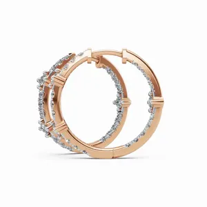 Aros de Diamantes Radiance Vow con Corte Redondo Cultivado en Laboratorio, Pendientes de Diamantes en Oro Rosa de 18K con Certificación IGI y Claridad VVS para Mujer - Product Image 3