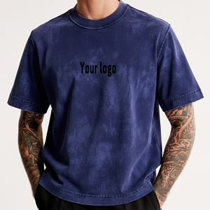 Heavyweight 210GSM 100% Cotton Eco-Friendly Quick Dry <b>Washed</b> Custom 3D Puff Printed Logo Loose Fit Drop Shoulder Hip Hop T-Shirt - Product Image 1