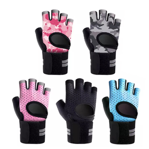 Gokopm <b>Half</b> Finger Gym Gloves Nylon Mesh Breathable Adjustable Wrist Strap Fasten Non <b>Slip</b> Weight Lifting Fitness Unisex - Product Image 4