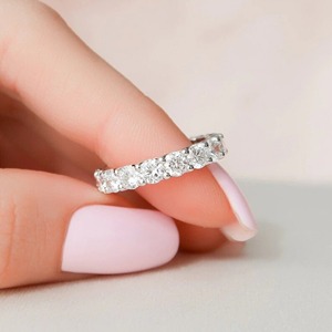 14k White Gold Diamond <b>Ring</b> 2.89CT Round Brilliant Lab Diamond Eternity Band Shared Prong Wedding Band <b>Stacking</b> <b>Ring</b> - Product Image 2