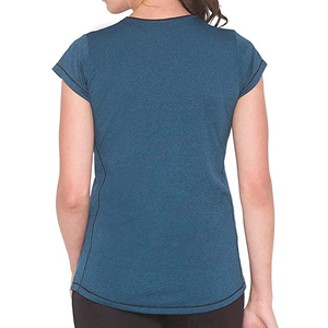 T-shirt en tricot à manches courtes et col rond pour femme, couleur unie, séchage rapide, coupe ajustée, décontracté, printemps-été, 100% polyester - Product Image 2