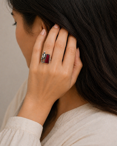 ELVORA GEMS แหวนค็อกเทลรูปสัตว์สไตล์วินเทจ เงิน 925 ประดับสีแดง ฝังแบบ Bezel Setting สำหรับผู้หญิง สวมใส่ได้ทุกวัน - Product Image 4