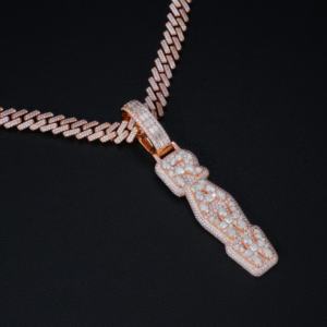 AMBER JEWELS P-532 Collar con Colgante de Diamantes Chapado en Oro de 18K Unisex, Diamantes Naturales de Corte Radiante, Certificado IGI, Letra S de Moda - Product Image 2