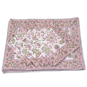 Juego de manteles de comedor reutilizables étnicos con servilletas a juego Juego de 6 lienzos impresos a mano - Product Image 1