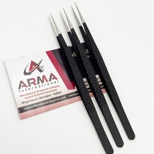 Professional Straight Eyelash Tweezer Matte Black Powder Coated Lash Extension Tweezers Sustainable Pointed Tip with Logo - Product Image 4