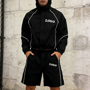 Custom Men's Summer Clothing Two-Piece Zipper Track Suit Polyester Windbreaker Jogger and <b>Jacket</b> Set Short <b>Jacket</b> Short Set - Product Image 6