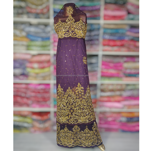 Robes de mariée perlées indiennes George pour femmes pour soirée au Nigeria Wraps perlés en pierre faits à la main - Product Image 5