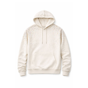 Sudadera con Capucha de Lujo con Pedrería Personalizada, de Algodón Grueso y Felpa, Hombros Caídos, Estilo Oversize para Hombre, Marcas de Streetwear - Product Image 4