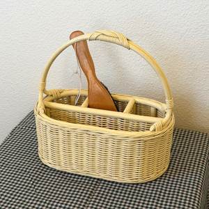 Custom Handmade Rattan Caddy Organizer <b>Basket</b> For Hotel Restaurant Cafe And Home <b>Table</b> Accessories Storage - Product Image 1
