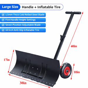 Pousse-neige à lame en acier de 30 pouces de large avec roues, lame et poignée réglables, pelle à neige en acier pour allée et usage extérieur ODGWTO017 - Product Image 2