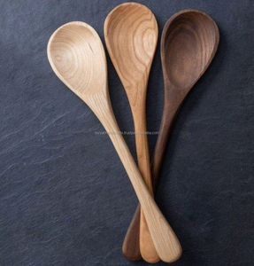 Ensemble d'ustensiles de cuisine en bois de teck naturel, écologique, taille personnalisable, design élégant, cuillères et spatules pour la cuisine, les fêtes à domicile - Product Image 1