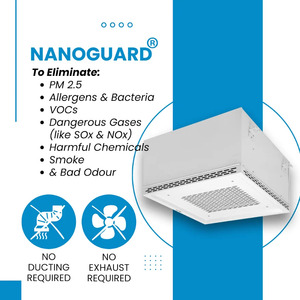 Nanoguard pour éliminer les allergènes et les odeurs, armoire pré-filtre à air en métal blanc avec panneaux latéraux ventilés et grille frontale à fentes - Product Image 2