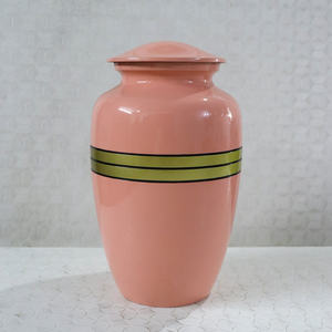 Warm Peach Tone Cremation Urn with Gold Accent Band for Soft and Comforting <b>Memorial</b> Tribute - Product Image 1