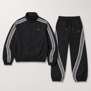 Trendy <b>Nylon</b> Waterproof Jogging Suit Custom Reflective Side Stripes Unisex Baggy Zip Up <b>Track</b> Jacket and <b>Pants</b> Windbreaker Set - Product Image 4