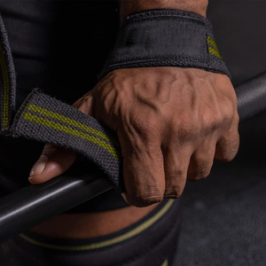 Sangles de musculation légères en coton noir et rouge, respirantes, pour la musculation, le soutien des poignets, fabrication OEM. - Product Image 3