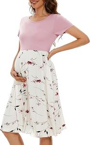 Robe de maternité longue décontractée pour femme, respirante, imprimée sur mesure, avec jupe et chemise intégrées - Product Image 3