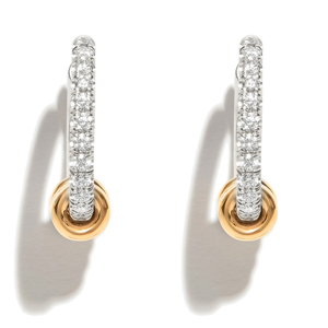 Pendientes Minimalistas Tipo Huggie, Plata 925, Chapados en Oro de 18K, con Diamantes en Canal, Geométricos, para Uso Diario de Mujeres - Product Image 3