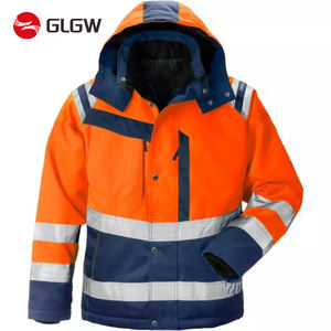 Оптовая продажа, ветрозащитная куртка с длинными рукавами, светоотражающая теплая рабочая одежда для мужчин, дождевик с карманом - Product Image 3