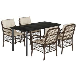 Set da Pranzo da Giardino in Rattan Marrone per 4 Persone, Resistente alle Intemperie, Design Contemporaneo - Product Image 2