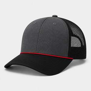 Gorra Trucker de 6 Paneles con Detalle de Cuerda Roja, Estilo Retro, Malla Transpirable, Cierre Ajustable, Frente en Blanco para Logotipo Personalizado, Venta al por Mayor, Gorra Streetwear - Product Image 3