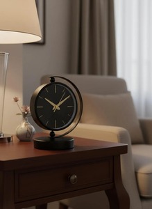 Horloge de bureau en métal élégante, moderne et traditionnelle, au son de clochettes toutes heures, accessoire intemporel de luxe pour la maison et la chambre - Product Image 4