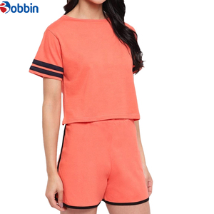 Conjuntos de Verano, Traje Deportivo Corto, Tendencia de Verano, Logotipo Personalizado, Conjunto de Dos Piezas de Algodón, Shorts y Camisetas para Mujer - Product Image 5