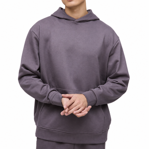 Sweat-shirt à capuche personnalisé pour homme, couleur unie, en molleton de coton, décontracté, pour l'automne, coupe classique, avec poche - Product Image 1