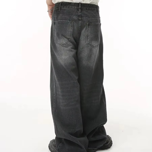 Factory <b>Cheap</b> Price Manufacturer Basic Slim Fit Canvas Mid Waist Washed Straight Leg Breathable Denim Jeans Men Best Quality - Product Image 3