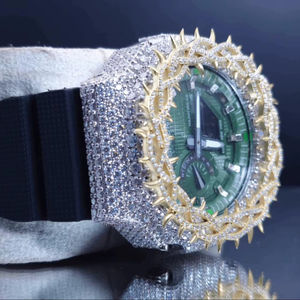 Reloj de Lujo Deportivo de Cuarzo con Correa de Goma Azul de Alta Calidad y Moissanita, Diseño para Fiestas y Bodas, Precio de Fabricante Indio - Product Image 1