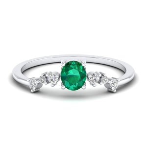 Anillo REYES Exquisito de Plata de Ley 925 con Corte Ovalado y Esmeralda de 0.35Ct, Diseño Elegante, Regalo de Boda con Moissanita, Joyería Fina - Product Image 1