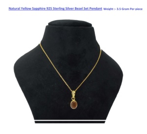 Collier pendentif minimaliste en argent sterling 925 plaqué or 18 carats avec saphir jaune taille coussin et chaîne torsadée, serti clos, cadeau unisexe - Product Image 5