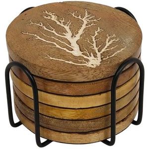 Rustic Charm Coaster Set Wooden Compass Coasters Irregular 300mm Handmade Eco-Friendly Modern Design Mats <b>Pads</b> 2mm Thick - Product Image 2