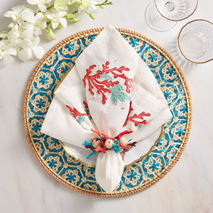 Hot Selling Natural Rattan Charger Plates With <b>Beads</b> Customize Sizes Variety of Colors Handmade Rattan <b>Placemat</b> for Table Decor - Product Image 3