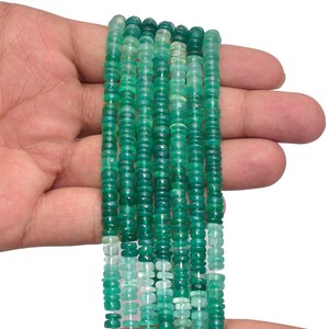 AAA+ Onyx 5mm-6mm Smooth Heishi Beads Natural Multi Green Onyx Semiprecious Gemstone Wheel <b>Spacer</b> Loose Beads for Jewelry Making - Product Image 3