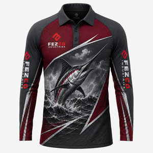 เสื้อโปโลตกปลาผู้ชายแบบ OEM แขนยาว เสื้อโปโลสำหรับตกปลา ผ้ายืดโพลีเอสเตอร์ เสื้อโปโลประสิทธิภาพสูง - Product Image 5
