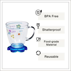 [Holar] Taza de Té con Leche Reutilizable de Plástico Resistente a los Golpes, de Grado Alimenticio, Fabricada en Taiwán, con Base de Flor de 10 oz, para Niños, Mujeres y Familias - Product Image 2