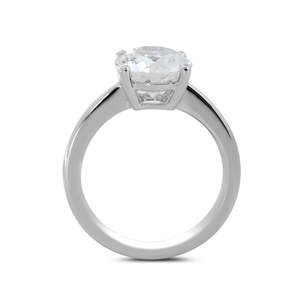 Bague de mariage solitaire de luxe en or finition diamant de laboratoire 3 carats, avec bande conique et diamant rond, pour la mariée - Product Image 4