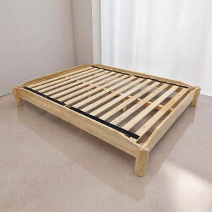 Vietnam Bedroom Furniture Rubberwood <b>Platform</b> <b>Bed</b> <b>Frame</b> Minimalist Design Japanese Joinery Wooden <b>Beds</b> Furniture Manufacturers - Product Image 1