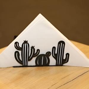 Porte-serviettes noir style plantes du désert, parfait pour la maison, la cuisine, la table à manger et la décoration thématique, vente en gros depuis l'Inde - Product Image 2