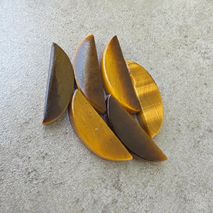 AAA Grade Natural Yellow Tiger Eye Cabochon Half <b>Moon</b> Shape Flat Back Calibrated Gemstone All Sizes Available - Product Image 3
